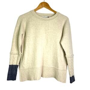 Zaket & Plover Beige Merino Wool Sweater Soft Cozy Cream Large